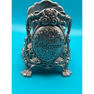 Carson  Welcome Candle Jar Holder 1997 Large Round Pewter